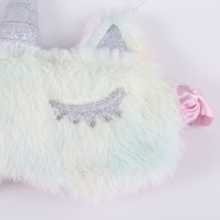 Masque de sommeil élastique en peluche, motif corne mignon, doux et moelleux, cache-yeux fantaisie animal amusant