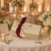 Boîte cadeau en carton écologique personnalisée avec impression de remerciement, ruban bicolore, pour dragées de mariage, emballage de chocolats et bonbons