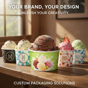 Bol à glace pilée jetable de haute qualité avec motif floral élégant en papier kraft pour les boissons glacées et les crèmes glacées - Product Image 3