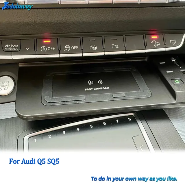 15W fast car wireless charger for Audi Q5 SQ5 2018-2020 charging phone holder Pad USB Mobile charge Accessories interior trim