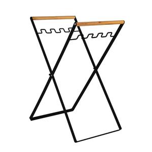 Contenedor de Basura Plegable para Exteriores, Soporte de Almacenamiento Rectangular de Metal, Tipo Vertical, Negro y Blanco, Tela No Tejida - Product Image 2