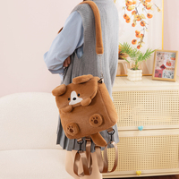 Sac à dos en peluche chien mignon et doux, design personnalisé, sac en peluche marron, jouet poupée pour sac à main, sac chien - Ventes flash