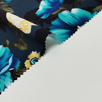 Tissu en crêpe Koshibo polyester antistatique personnalisable pour filles, imprimé numérique floral bleu marine pour robes
