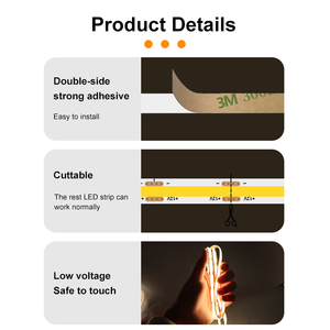 COB <span class=keywords><strong>LED</strong></span> <span class=keywords><strong>Strip</strong></span> 480 <span class=keywords><strong>LED</strong></span>/M 3000K 4500k 6500K Mono màu 12V 24V linh hoạt COB Đồng Phục Ánh Sáng dải ánh sáng cầu thang - Product Image 5