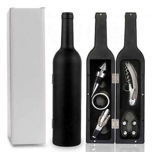 Juego de 5 piezas de abridor de vino de acero inoxidable moderno y sostenible con forma de botella, vertedor, sacacorchos, tapón y caja de regalo personalizada al por mayor - Product Image 3