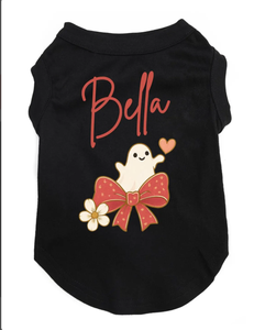 Personalizado Halloween Dog camisa ou Hoodie personalizado Pet Nome 4 Cute Fall Designs com fantasmas e abóboras - Product Image 6