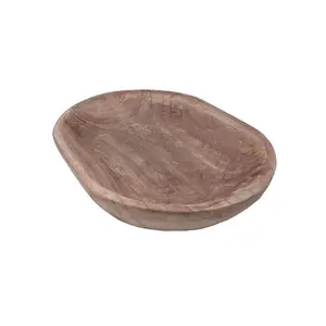 Hand carved wooden dough bowl for decoration natural wood craft with