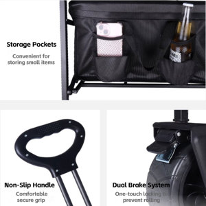 Chariot de camping pliable personnalisable Liveer <span class=keywords><strong>en</strong></span> acier robuste avec auvent amovible et roues pour réservoir, capacité de charge de 200 kg pour le shopping - Product Image 4