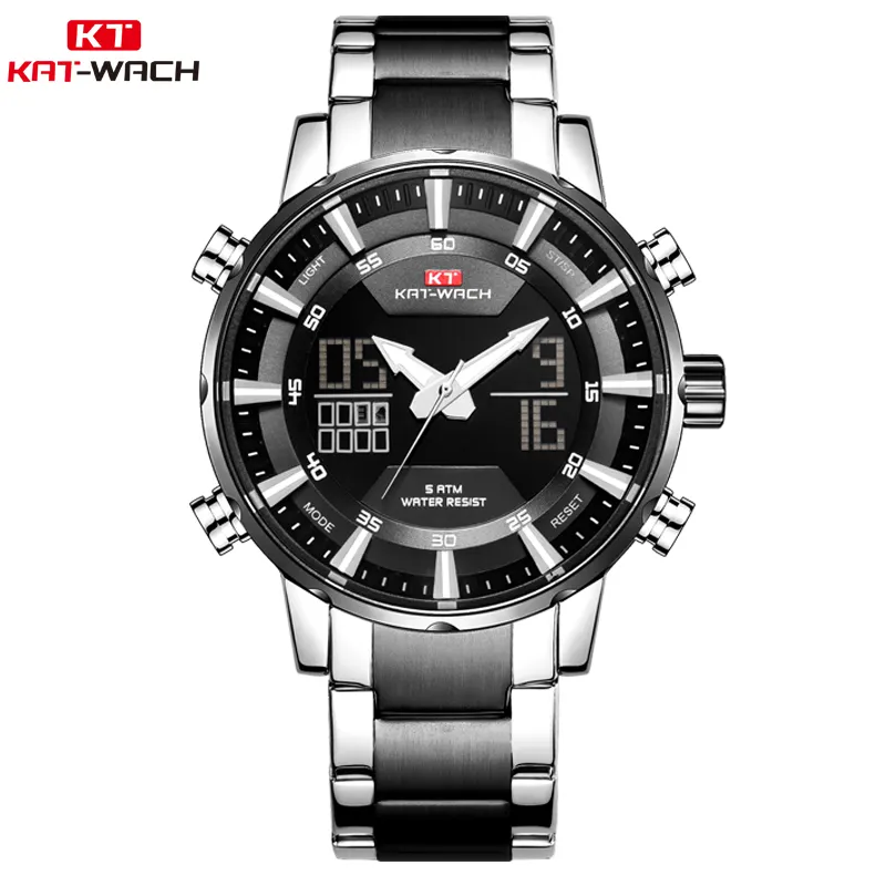 KAT-WACH Freizeitmode Uhren für Herren Multifunktionaler Chronograph Outdoor Sportuhr Quarzuhr elektronische Armbanduhr