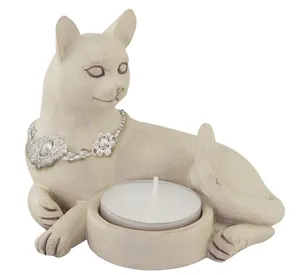 Reçine oturma kedi mumluk çay mum heykeli masa dekorasyon