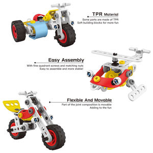 Kit de construction de vis et d'écrous 74 pièces 3 en 1 Moto Tricycle Hélicoptère Jouet éducatif STEM pour développer la motricité fine Cadeau pour enfants - Product Image 3