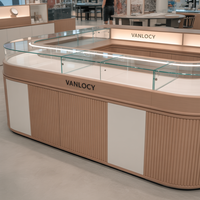 Présentoir de bijoux d'exposition portable personnalisé avec comptoir en verre LED