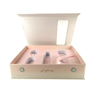 Kotak kemasan kosmetik penjualan laris 2024 Seahoo dengan jendela transparan kotak kertas Logo kustom untuk kotak set hadiah parfum