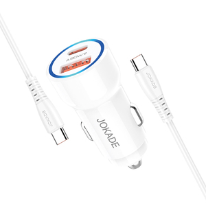 Cargador de Coche Jokade de 90W con Adaptador USB Tipo C y Cable Blanco - Product Image 2