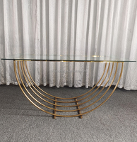 Moderne Luxus Gold Edelstahl Dining Events Tische Glasplatte Hochzeits tisch