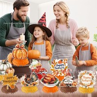 Ensemble d'accessoires de Thanksgiving Lin Xu Modèle A1399 – Étiquettes décoratives suspendues imprimées en forme de citrouille, feuille d'érable et dinde pour Thanksgiving