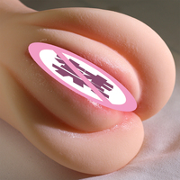Masturbador Masculino Copa Avión de Boca Vagina Ano Tres Orificios Doble Cabeza Membrana Invertida Dientes Suaves