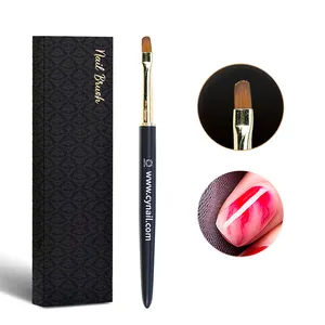 Fábrica al por mayor Nail Art Polish Brush Liner Ombre 3D Nailon sintético Negro Oro Kolinsky Acrílico Nail Brush con mango de metal