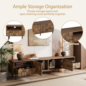 Modern Wood Top TV Stand with 2 Drawers Durable Eco-Friendly Media Console <b>Table</b> for Living Room - Product Image 5