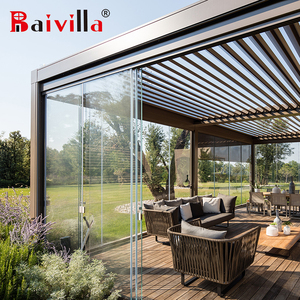 <span class=keywords><strong>Pergola</strong></span> d'extérieur en aluminium Gazebo à auvent étanche Gazebo avec porte coulissante en verre Stores carrés en aluminium <span class=keywords><strong>Pergola</strong></span> - Product Image 4