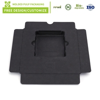 Plateau en pulpe de papier biodégradable écologique, insert moulé noir personnalisé, emballage haut de gamme pour l'électronique