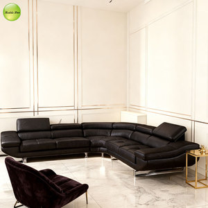 Sofá de Cuero de Diseño en Forma de L de Lujo para Villa, Sofá Seccional con Respaldo Ajustable para Sala de Estar de Apartamento Grande - Product Image 1