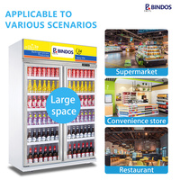 Congélateur vertical commercial pour boissons avec porte en verre transparent, contrôle numérique LED, 4 étagères réglables, pour magasin de détail