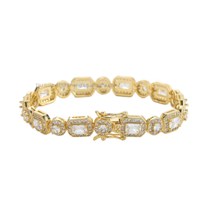 Rectangle Square Mix and <b>Match</b> Tennis <b>Bracelet</b>, Copper Inlaid Zirconium Hip-hop Splicing <b>Bracelet</b>. Tanjing Fashion - Product Image 4