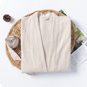 Albornoz <span class=keywords><strong>Kimono</strong></span> de Lino Europeo <span class=keywords><strong>con</strong></span> Logotipo Personalizado al por Mayor para Mujer, Cuello en V, Mangas Largas, Transpirable, de Secado Rápido, para Spa, Sauna y Hotel - Product Image 5