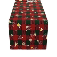 Ensemble de chemins de table de Noël, motif à carreaux rouges Père Noël et rennes, décoration de table de salle à manger pour salon et cuisine