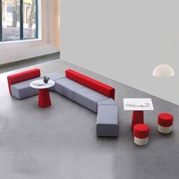 Ensemble de canapés modulaires de luxe modernes pour bureau, structure en bois, cuir synthétique, éponge haute densité, écologique, pour salon