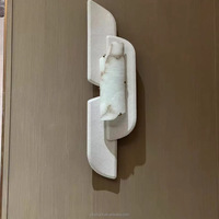 Lampe LED murale incurvée moderne en cuir, style bouclier, pour décoration d'allée d'hôtel de luxe, en albâtre naturel, télécommandée, rétro, pour la maison