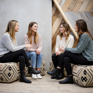 Puf Otomano Geométrico Moderno Hecho a Mano con Lana, Diseños y Tamaños Personalizables para Bodas y Ramadán, Hecho de Algodón con Formato de Cuerda - Product Image 2