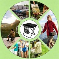 Tabouret de camping pliable portable avec poche latérale en filet et sac de transport, chaise de pêche pliable d'extérieur