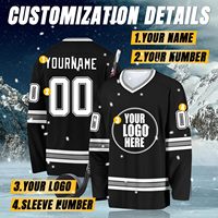 Maillot de hockey sur glace personnalisé à manches longues en polyester par sublimation, uniforme vierge pour équipe/club, motif drapeau, écologique, unisexe adulte