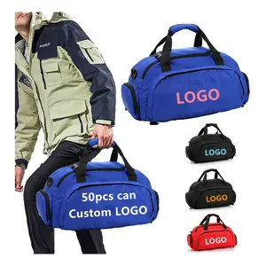 Mochila de lona con logotipo personalizado para hombre y mujer, bolso de viaje impermeable con compartimiento para zapatos, de gimnasio, a la moda, OEM