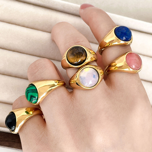 Bague en acier inoxydable avec <span class=keywords><strong>pierre</strong></span> naturelle, agate <span class=keywords><strong>opale</strong></span>, malachite, bijoux pour femmes, anillos de piedra bague <span class=keywords><strong>pierre</strong></span> naturelle - Product Image 1