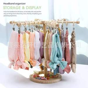 Wooden Rotating Hair Accessory Organizer Rack For <b>Baby</b> <b>Headbands</b> And Hair Ties With 30cm Rod And Disc Base - Product Image 3