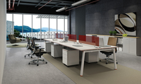 Poste de travail ergonomique pour 6 personnes avec gestion intégrée des câbles, système de bancs modernes pour grands projets de bureau