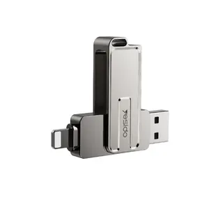 Yesido FL17 USB 3.0 protokol Transfer Data cepat 2 in 1 Zinc Alloy USB tipe-c Flash Disk