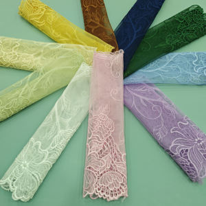 Nuevo Encaje Elástico con Adornos, Encaje Bordado con Diseños Florales, Encaje de Tela <span class=keywords><strong>Rosa</strong></span> para Decoración de Vestidos de Noche - Product Image 3