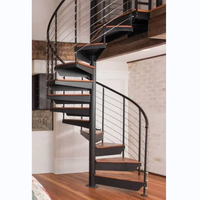 CBMMart Escalier d'intérieur en colimaçon en bois à poutre centrale en acier au carbone enduit de poudre pour petit espace personnalisé bricolage