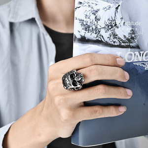 Skull Freemason Titanium Steel <b>Ring</b> <b>For</b> <b>Men</b> Gift Jewelry Steel With Gold Accents - Product Image 4