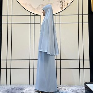 Nouveau Style Abaya Robe Longue Exportation Transfrontalière Couleur Pure Casual Usine Abuja avec Jupe Longue en Polyester 2 Pièces Adulte - Product Image 4