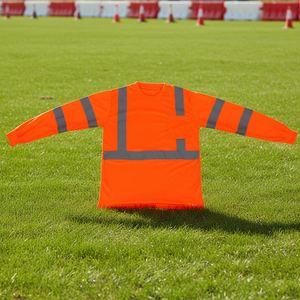 Camiseta de Seguridad de Alta Visibilidad, 100% Poliéster, Color Naranja Fluorescente, Manga Larga, ANSI CLASE 2, Transpirable, con Cinta Reflectante y Ventilaciones Laterales - Product Image 2