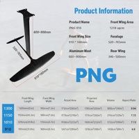 Hydrofoil entièrement en carbone PNG910-1300 avec mât en aluminium 600-900mm pour Pump Foil, Foil SUP, Foil Wing, Kite Foil, Surfing – Vente en gros OEM
