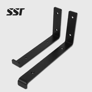 SSR Standard Curved <b>Wall</b>-Mounted Triangle Brackets Metal Shelving Support Powder Coated Black - Product Image 1
