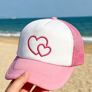 Gorra Trucker de Lona de 5 Paneles, Estilo Casual, con Bordado de Doble Corazón, Ligera, Transpirable, Ajustable con Cierre a Presión, para Ciclismo - Product Image 5