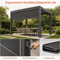 Pergola extérieure en aluminium bioclimatique, inspirée de la nature, écologique, 3x3/3x4/4x4/6x4m, manuelle ou motorisée, imperméable, installation facile