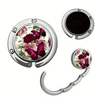Amaz Meilleures ventes : Porte-sac de bureau pliable rond en alliage, motif fleur et papillon, portable, style rétro nostalgique